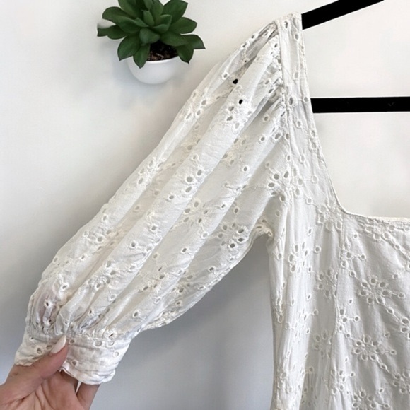 AE Puff Sleeve Eyelet Prairie Babydoll Mini Dress - Picture 4 of 6